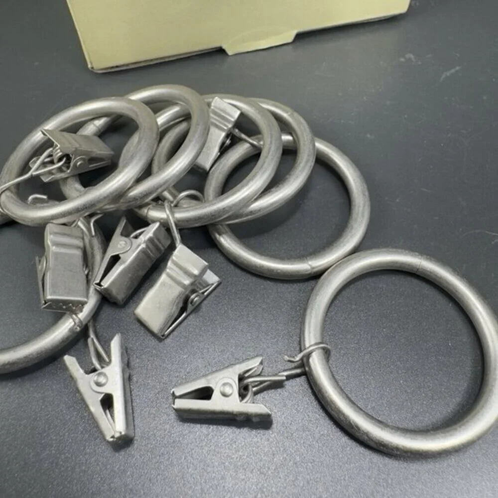 Pottery Barn Metal Clip Rings‎ Brushed Nickel Set of 14 Curtain Rings New In Box